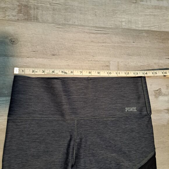 PINK Victoria Secret Bonded Leggings Black Medium Mesh Detail Peach 170/72A - Picture 7 of 12